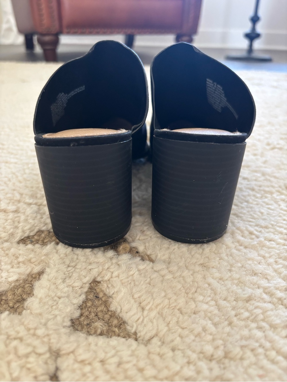 LC Lauren Conrad Black Suede Block Heel Mules - Picture 7 of 9